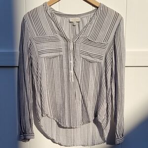 LUCKY BRAND Black and White Striped 4 Button Down Shirt